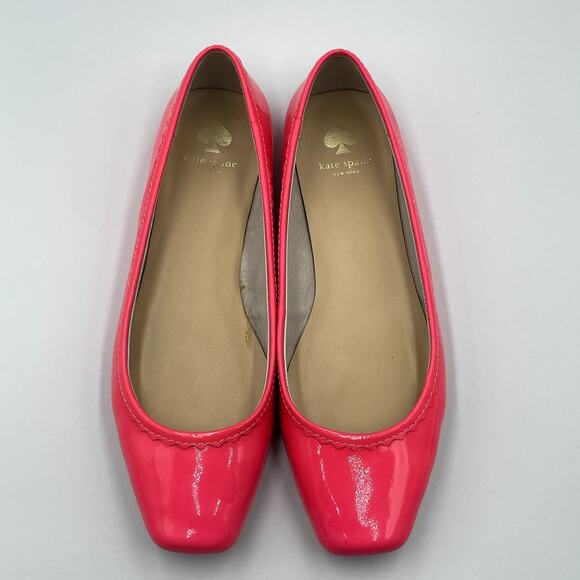 Kate Spade Bright Hot Pink Patent Ballet Flats Shoes Size 7 80s 90s Style Fun - Picture 1 of 10